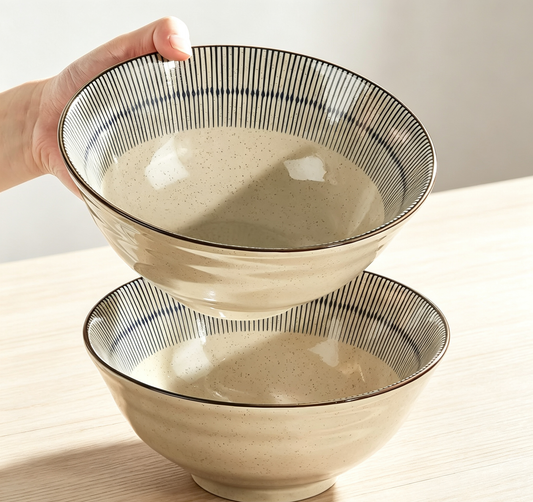 Vintage Glazed Large Capacity Noodle Bowl For Home Use