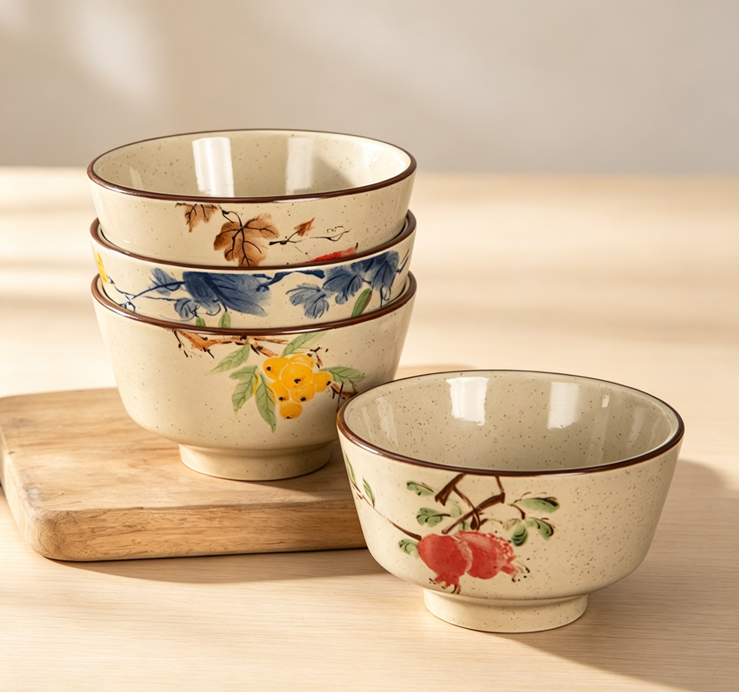 Retro Hand-painted Fruit Vegetable Ceramic Rice Bowls