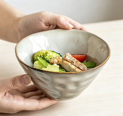 Retro Kiln-fired Textured Ceramic Rice Bowl