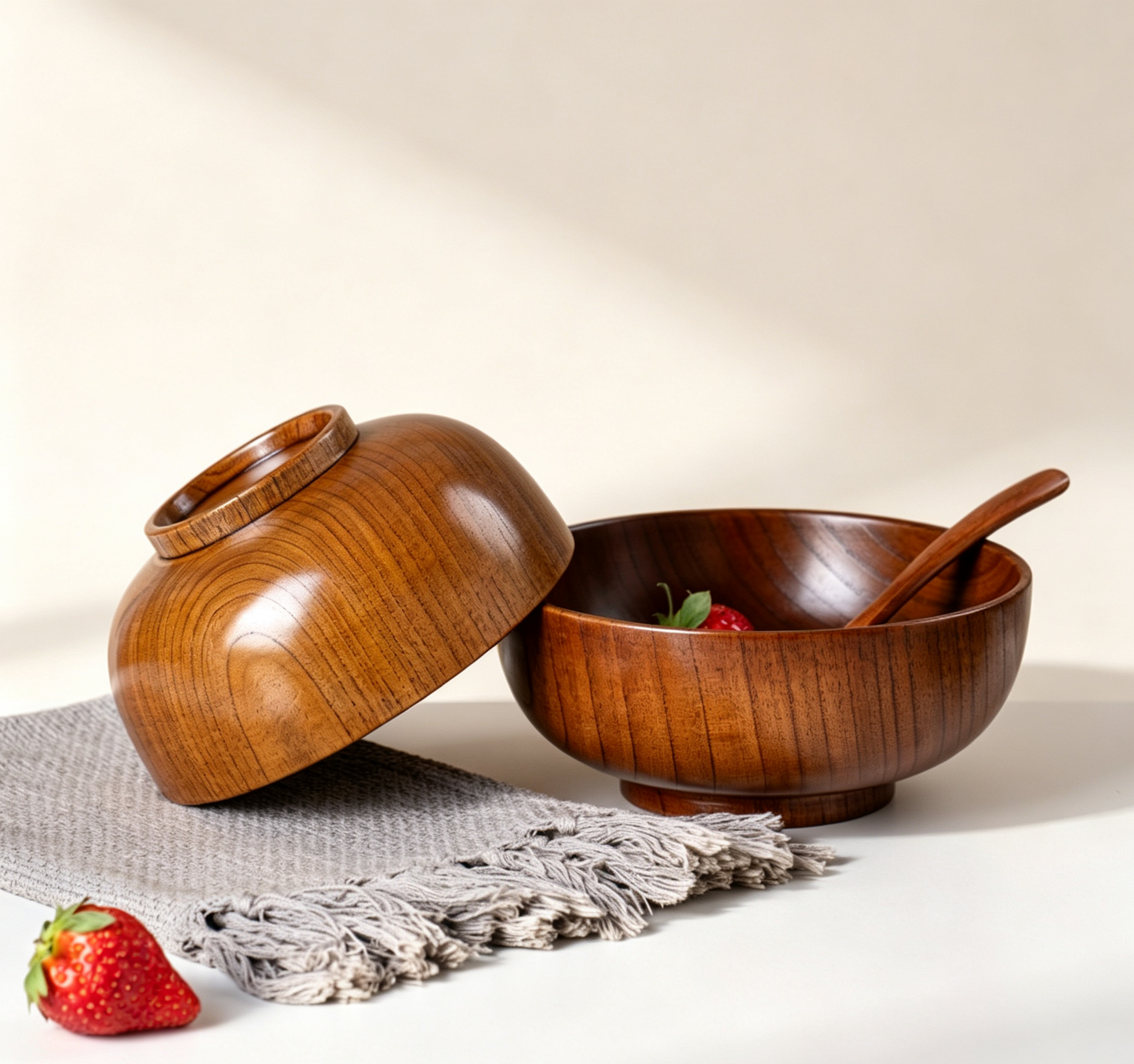 Natural Solid Wood Heat-insulated Dining Bowl