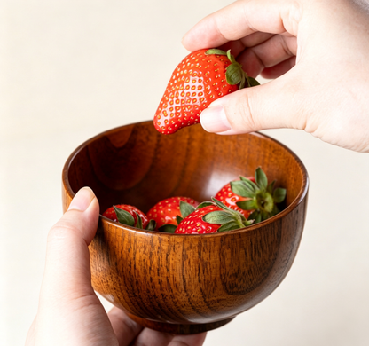 Natural Solid Wood Heat-insulated Dining Bowl