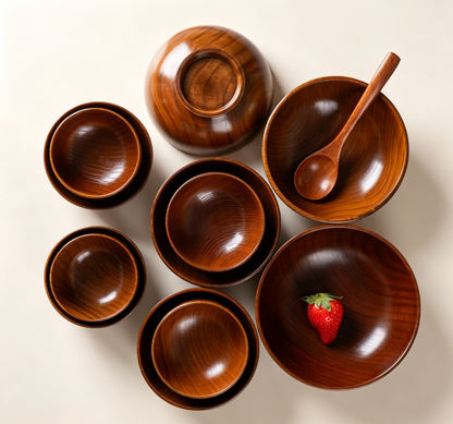 Natural Solid Wood Heat-insulated Dining Bowl