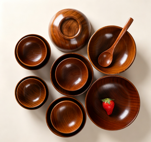 Natural Solid Wood Heat-insulated Dining Bowl