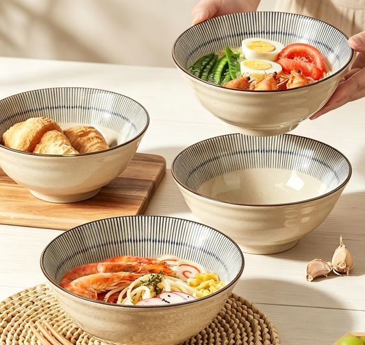 Vintage Glazed Large Capacity Noodle Bowl For Home Use